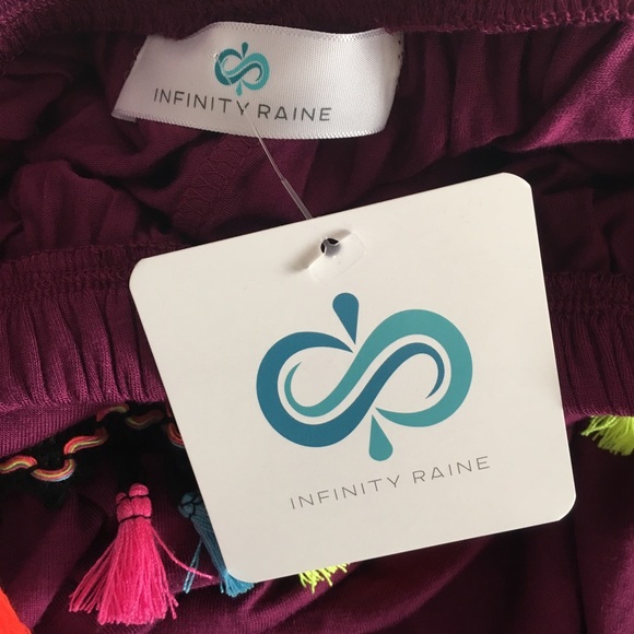 Off shoulder tunic short sleeves tassels magenta - Picture 5 of 6